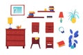 Room furnishing vector illustrations set