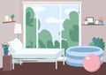 Room for home childbirth flat color vector illustration Royalty Free Stock Photo