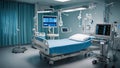 room in hospital medical equipment in an ICU ward of a hospital. The equipment includes a vent Royalty Free Stock Photo