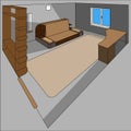 Room of a house in cutaway - Isometric interior