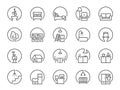 Room icon set. The icons included bedroom, bathroom, living room, toilet, kitchen, and more.