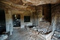 Room inside ancient cave city Chufut Kale, Bakhchisaray, Crimea