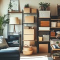 Room Interior Design Illustration with Cardboard Boxes Royalty Free Stock Photo