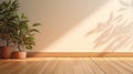 Room interior empty living room background with sunlight and shadows. Mockup wood table and parquet floor. Royalty Free Stock Photo