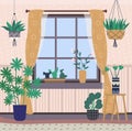 Room Interior, Home Chamber with Plants Greenhouse