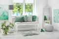 Room interior with mint decor elements