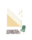 Room interior vector illustration of retro corridor or hallway entrance with furniture. Cartoon flat background of apartment Royalty Free Stock Photo