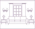 Living room interior in flat design. Linear vector illustration. Royalty Free Stock Photo