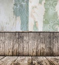 Room interior - vintage wallpaper, wooden floor Royalty Free Stock Photo