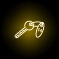 room key icon in neon style. Signs and symbols can be used for web, logo, mobile app, UI, UX Royalty Free Stock Photo