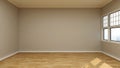 Room with khaki wall, wooden floor, white single hung window on the side. Royalty Free Stock Photo