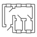 Room layout building plan thin line icon, construction concept. Vector graphics. Home house plan sign on white Royalty Free Stock Photo