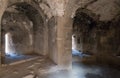 The room with loopholes on the corner tower in the medieval fortress Ash Shubak, standing on a hill near Al Jaya city in Jordan