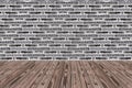 Room Made from Black brick wall and Wood Floor Royalty Free Stock Photo