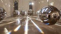 A room with many shiny balls on the floor
