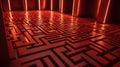 a room with a maze pattern in the middle of it