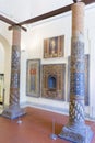 Room with mosaic and two columns excavated from old Pompeii city