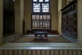 Room at ottoman era old historic El Sehemy house, Cairo, Egypt, with wooden window - Mashrabiya Royalty Free Stock Photo