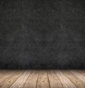 Room perspective ,blackboard wall and wooden floor Royalty Free Stock Photo
