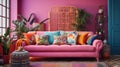 room pink sofa