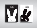 Room poster, wall poster, Black and White Rabbit, vector illustration Royalty Free Stock Photo
