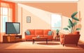 Room for Relaxation Illustrated Spacious Living Area. Generative AI