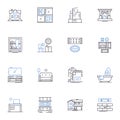 Room renovation line icons collection. Refurbishment, Makeover, Redesign, Upgrade, Revamp, Remodel, Transformation