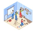 Room Repair Isometric Composition