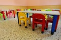 Room of the school with little chairs and tables