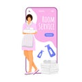 Room service cartoon smartphone vector app screen