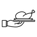 Room service chicken food icon, outline style Royalty Free Stock Photo