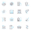 Room service dishes linear icons set. Gourmet, Appetizing, Tasty, Delectable, Exotic, Sophisticated, Elegant line vector
