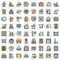 Room service icons set vector flat Royalty Free Stock Photo