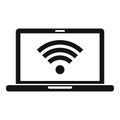 Room service laptop wifi icon, simple style