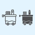 Room service line and solid icon. Servant inventory, cleaning tray cart. Horeca vector design concept, outline style Royalty Free Stock Photo