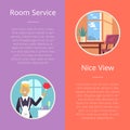 Room Service and Nice View Vector Illustration