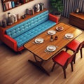 Mid-century Retro Sofa Design For Dining Room