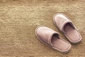 Room Slippers on a soft rug Royalty Free Stock Photo