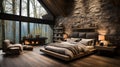 Contemporary Comforts in Rustic Elegance: Modern Bedroom Interior