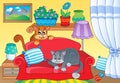 Room with two cats on sofa Royalty Free Stock Photo