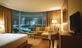 Room with a View. Luxuriate in Style in a Hotel Room with Expansive Windows. Generative AI Royalty Free Stock Photo