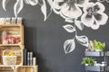 Room wall with flower motive