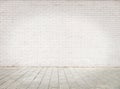 Room with white bricks wall Royalty Free Stock Photo