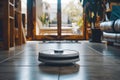 A Roomba Resting on the Floor Royalty Free Stock Photo