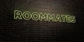 ROOMMATES -Realistic Neon Sign on Brick Wall background - 3D rendered royalty free stock image