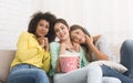 Roommates watching movie with tender emotion at home