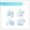 Rooms for baby care and rest pixel perfect gradient linear vector icons set