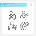 Rooms for baby care and rest pixel perfect linear icons set