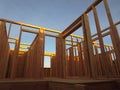 Rooms frame of Second floor of a wooden house under construction