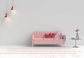 Rooms of Love on Valentine`s Day. Background and interior. 3D rende